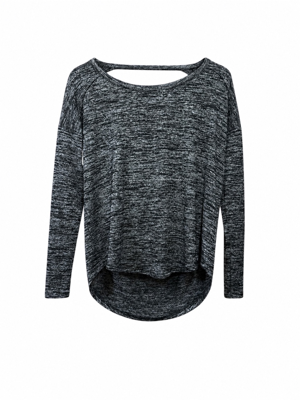 Rag & Bone Gray Black Marled Draped Back Long Sleeve Top Oversized Open Back